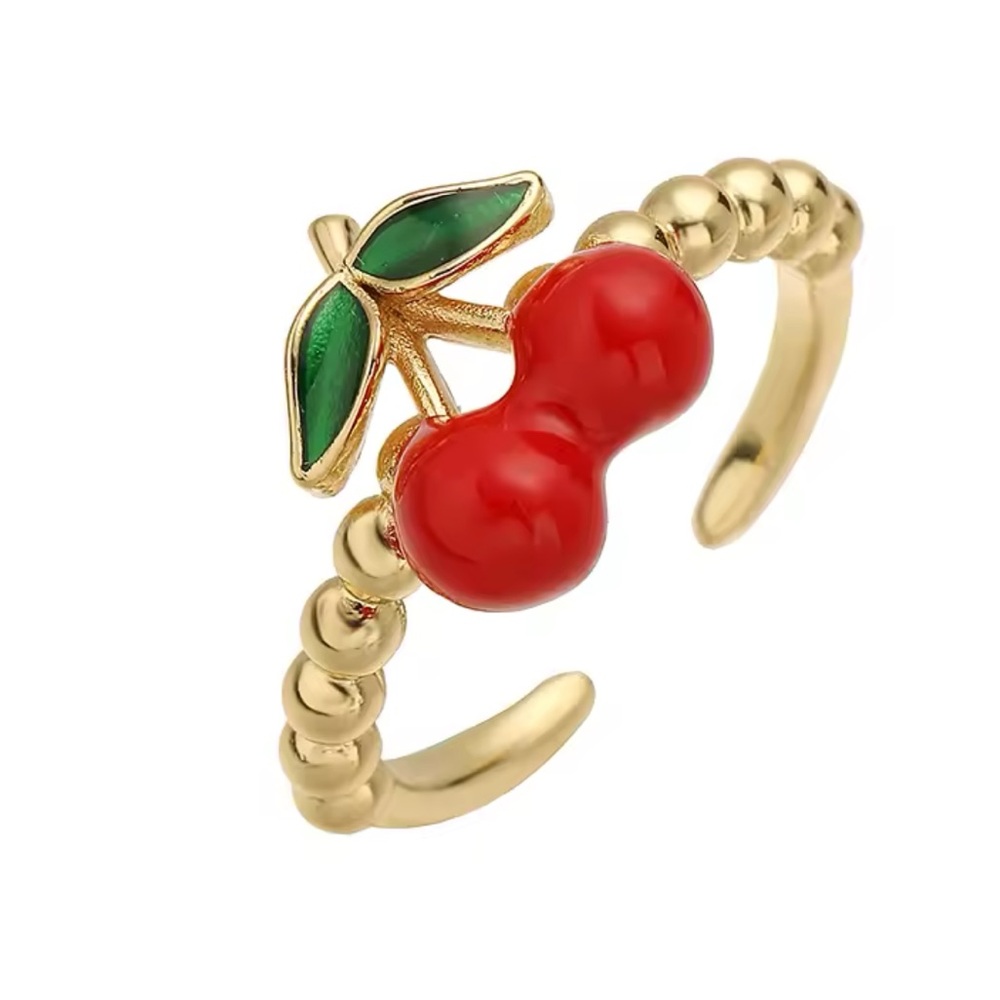 Cherry Design Gold Ring (adjustable)